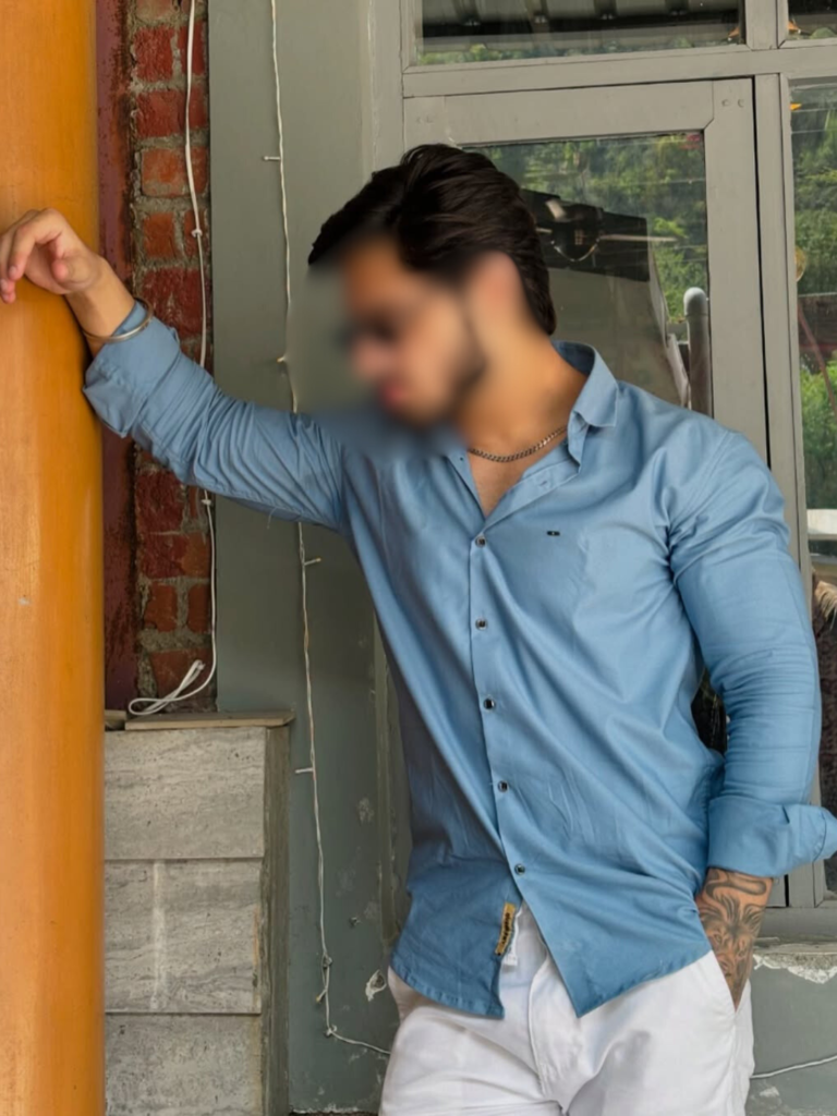 Gym-built macho male escort profile image with bold confidence
